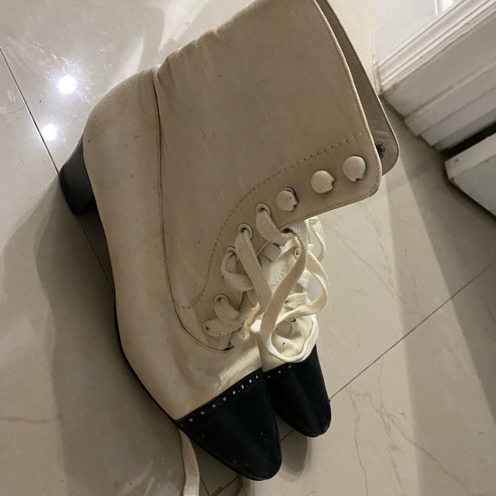 Vintage Chanel lace up boots